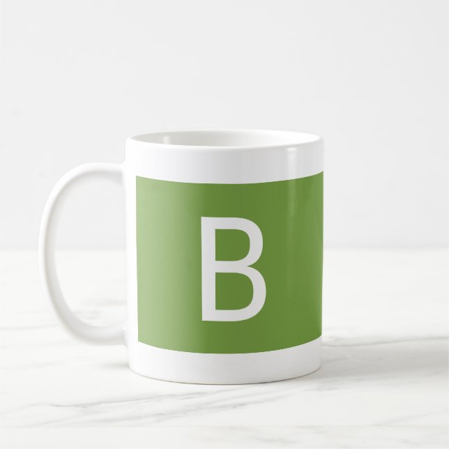Minimalist Modern Monogrammed Simple Green White Coffee Mug (Left)