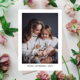 Minimalist Modern mothers Day 1 photo Holiday Card