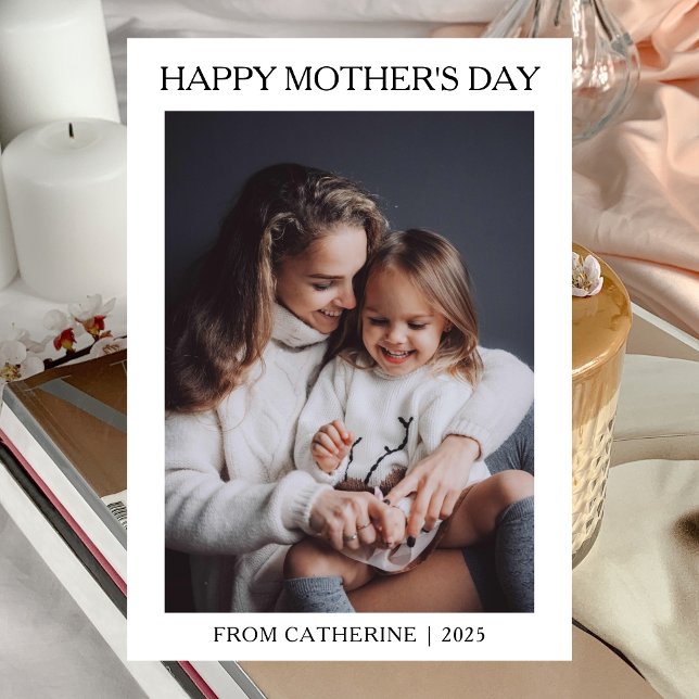 Minimalist Modern mothers Day 1 photo Holiday Card (Creator Uploaded)