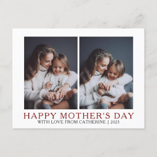 Minimalist Modern mothers Day 2 photo Holiday Postcard
