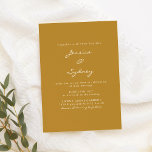 Minimalist Modern Mustard Yellow Script Wedding Invitation<br><div class="desc">Minimalist Modern Mustard Yellow Script Wedding Invitation</div>