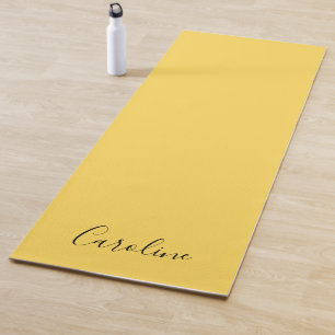 Minimalist modern mustard yellow yoga mat