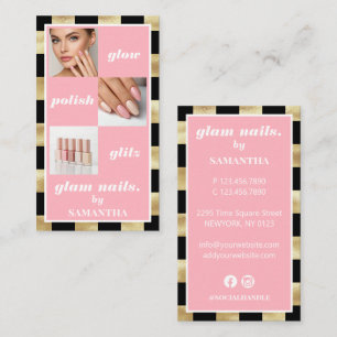 Minimalist Modern Nail Salon Photo Collage Business Card