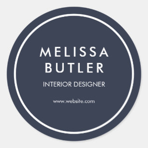 Minimalist Modern Navy Blue Classic Round Sticker