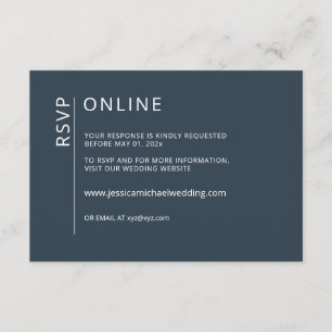 Minimalist Modern Navy Blue Online RSVP Card