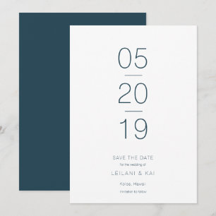 Minimalist Modern  Navy Blue Save the Date Card