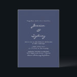 Minimalist Modern Navy Blue Script Wedding Invitation<br><div class="desc">Minimalist Modern Navy Blue Script Wedding Invitation</div>