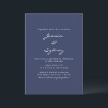 Minimalist Modern Navy Blue Script Wedding Invitation<br><div class="desc">Minimalist Modern Navy Blue Script Wedding Invitation</div>