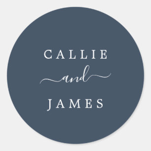 Minimalist Modern Navy Blue Wedding Envelope Seals