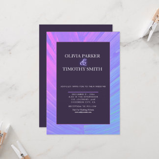 Minimalist Modern Neon Tropical Palm Wedding Invitation