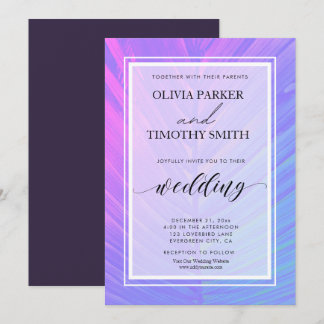 Minimalist Modern Neon Tropical Palm Wedding Invitation
