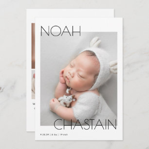 Minimalist Modern Newborn Baby Photo Collage Birth Announcement