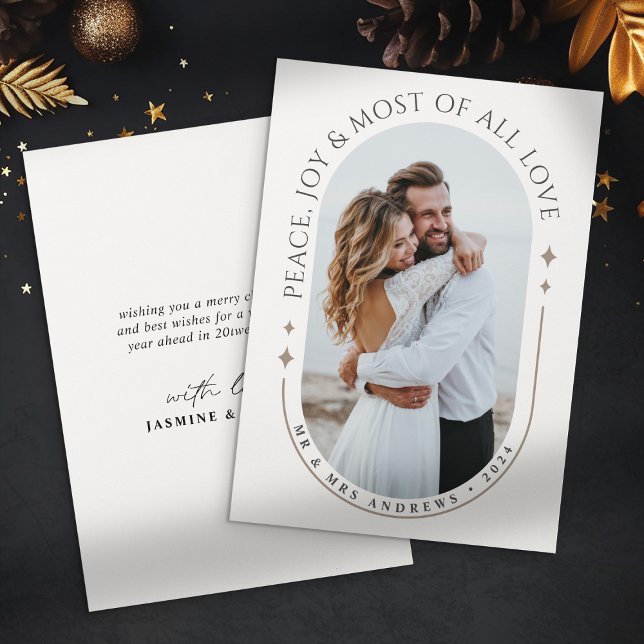 Minimalist Modern Newlyweds Photo Christmas Holiday Card (Creator Uploaded)