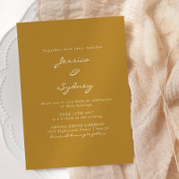 Minimalist Modern Ochre Yellow Script Wedding