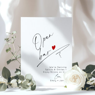 Minimalist modern Open Bar Wedding Poster