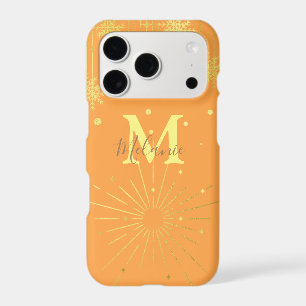 Minimalist modern orange gold monogram