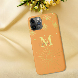 Minimalist modern orange gold monogram  Case-Mate iPhone case
