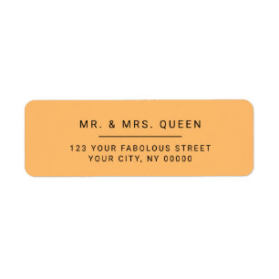 Minimalist Modern orange Return Address Label