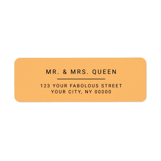 Minimalist Modern orange Return Address Label (Front)