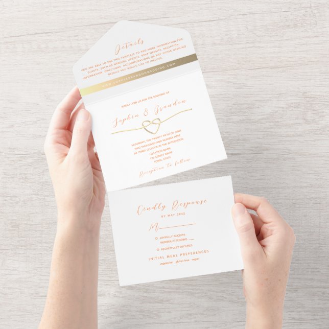 Minimalist Modern Peach Fuzz Wedding All In One Invitation (Tearaway)
