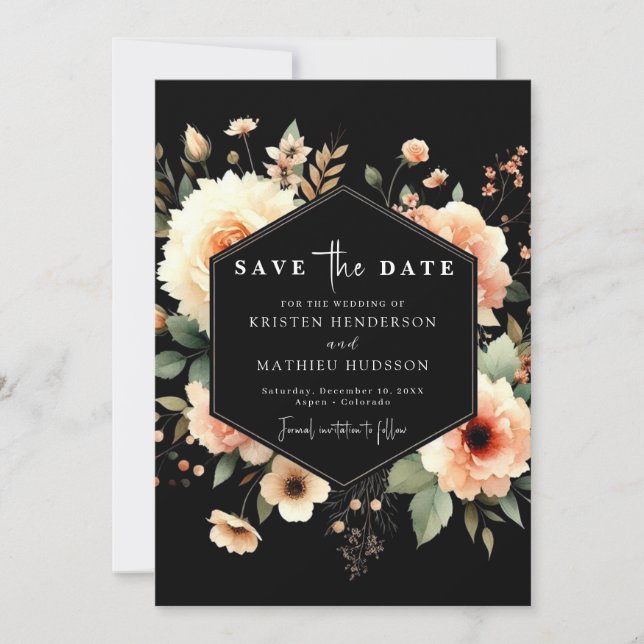 Minimalist Modern Peach Wedding Save The Date (Front)