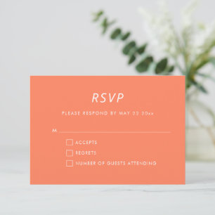 Minimalist Modern Persimmon Orange Wedding RSVP Card