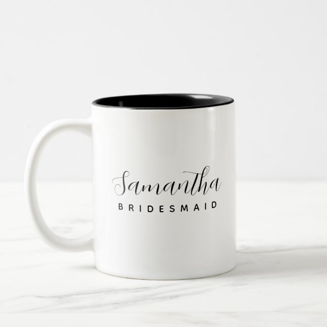 Minimalist Modern Personalised Bridesmaid Gift Two-Tone Coffee Mug (Left)