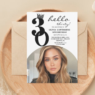 Minimalist Modern Photo 30th Birthday Party Invitation