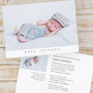 Minimalist Modern Photo Baptism Party Invitation
