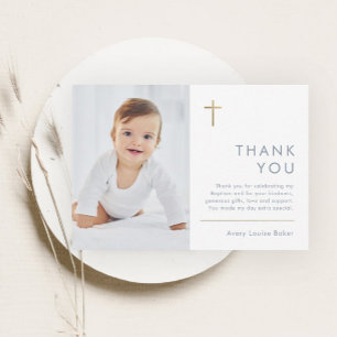 Minimalist Modern Photo Baptism Thank You Card