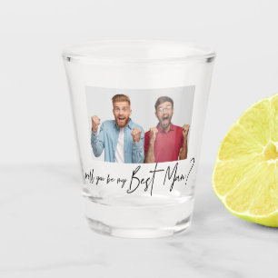 Minimalist Modern Photo Best Man Proposal Shot Glass
