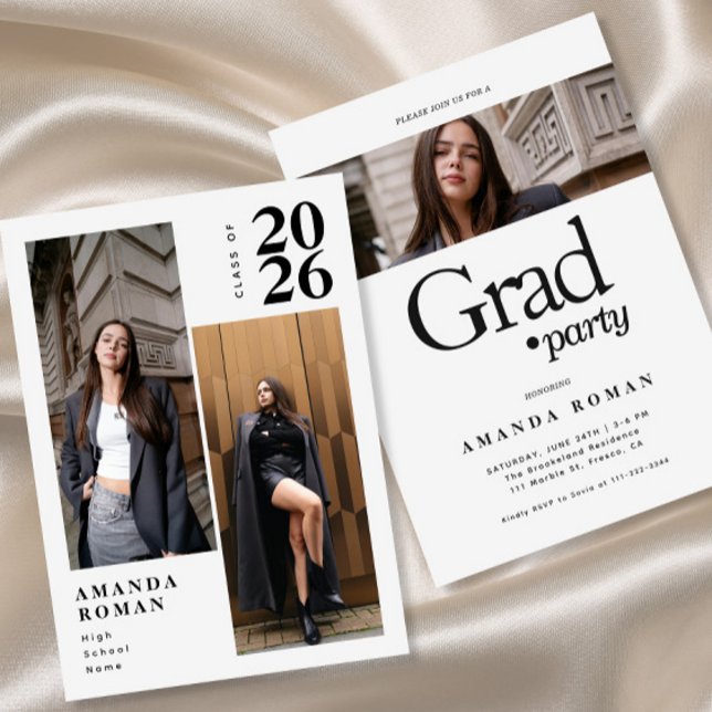 Minimalist Modern Photo Collage Graduation Invitation (Creator Uploaded)
