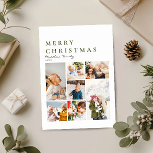 Minimalist Modern Photo Collage Merry Christmas Holiday Card
