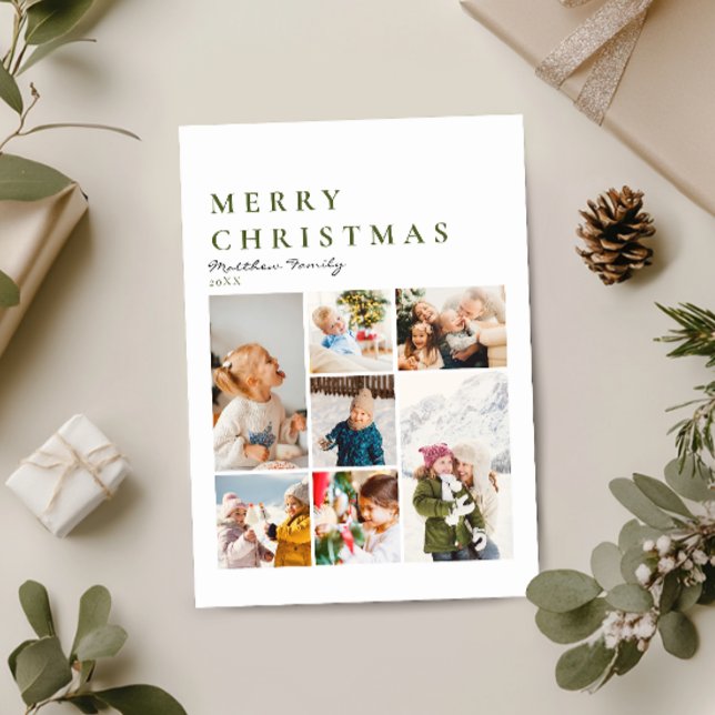 Minimalist Modern Photo Collage Merry Christmas Holiday Card (Creator Uploaded)