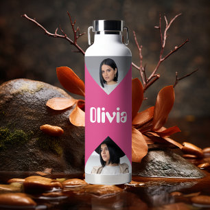 Minimalist Modern Photo Collage Personalised Water Bottle