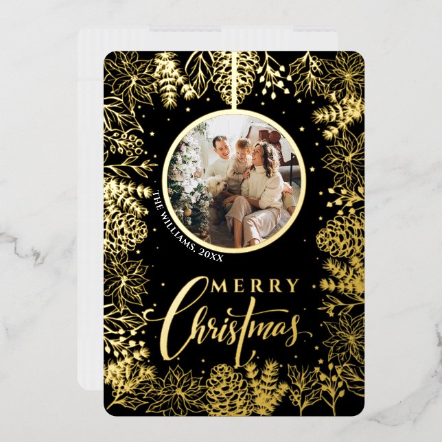 Minimalist Modern Photo gold Christmas  (Envelope)
