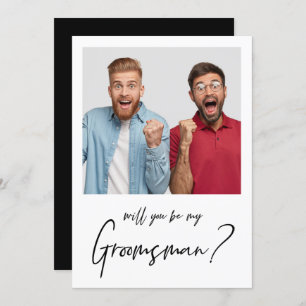 Minimalist Modern Photo Groomsman Proposal Invitation