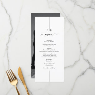 Minimalist Modern Photo Inline Monogram Wedding Menu