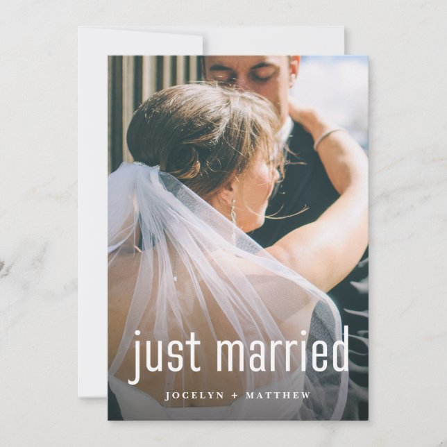 Minimalist Modern Photo Just Married | Reception Invitation (Front)