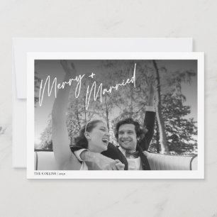 Minimalist Modern Photo Married Merry Christmas Holiday Card