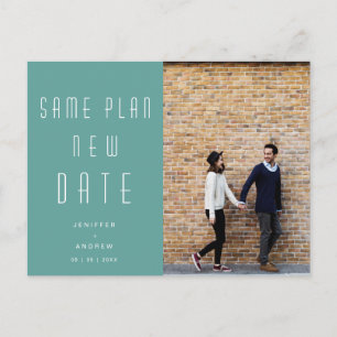 Minimalist modern Photo new wedding date Postcard