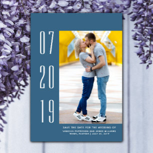 Minimalist Modern Photo Save the Date   Blue