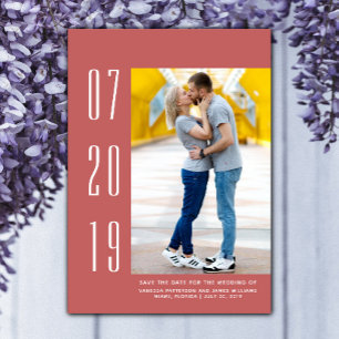 Minimalist Modern Photo Save the Date   Red