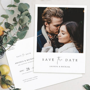 Minimalist Modern Photo Save the Date WeddIng Invitation Postcard