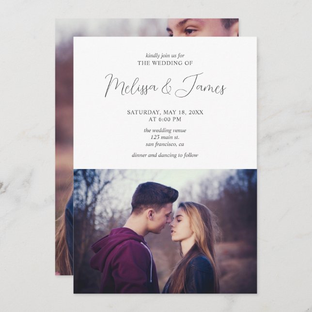 Minimalist Modern Photo Wedding Invitation (Front/Back)