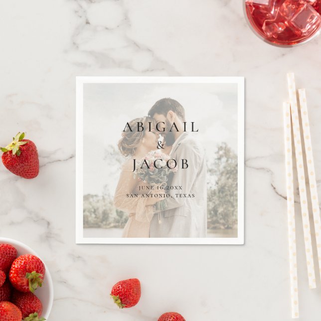 Minimalist Modern Photo Wedding Napkin (Insitu)