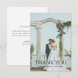 Minimalist Modern Photo Wedding Note Thank You Card