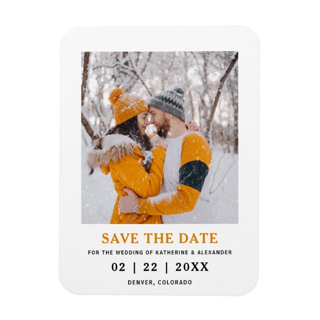 Minimalist Modern Photo Wedding Save The Date Magnet (Vertical)