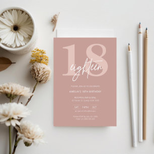 Minimalist Modern Pink 18th Birthday Party Invitation