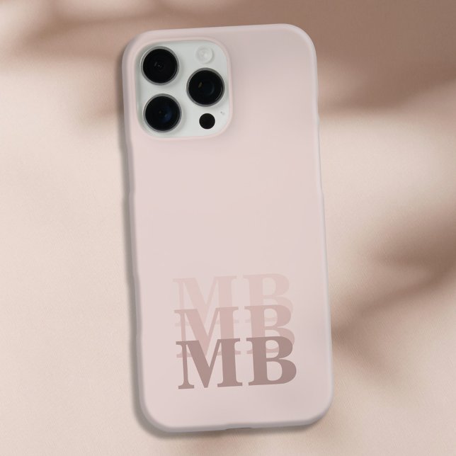 Minimalist Modern Pink Beige Initial Monogram iPhone Case (Creator Uploaded)